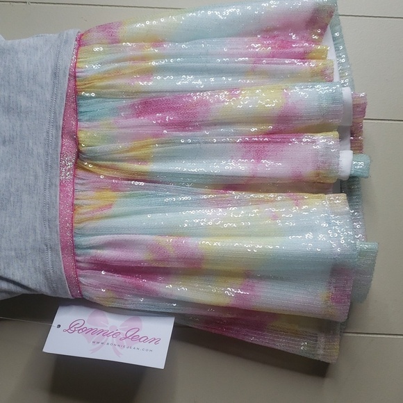 Little Girls Squin Short Sleeve Dress - Bonnie Jean - Picture 6 of 6